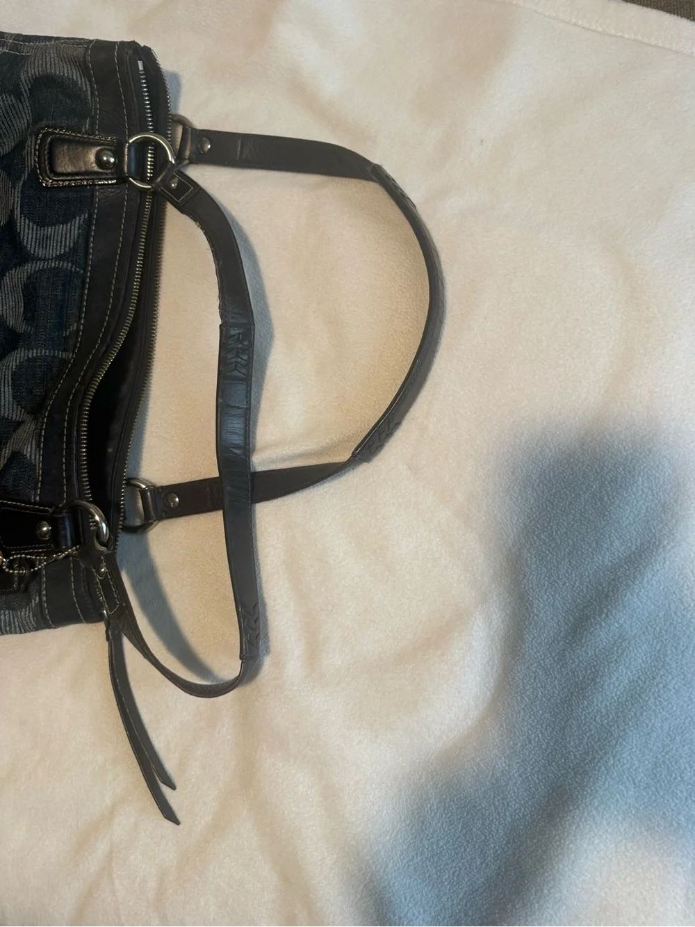 Coach Poppy Denim Black Signature Shoulder Bag